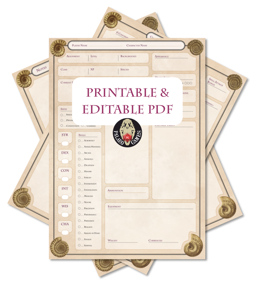 D&D Character Sheet Version 2 (Fillable PDF)