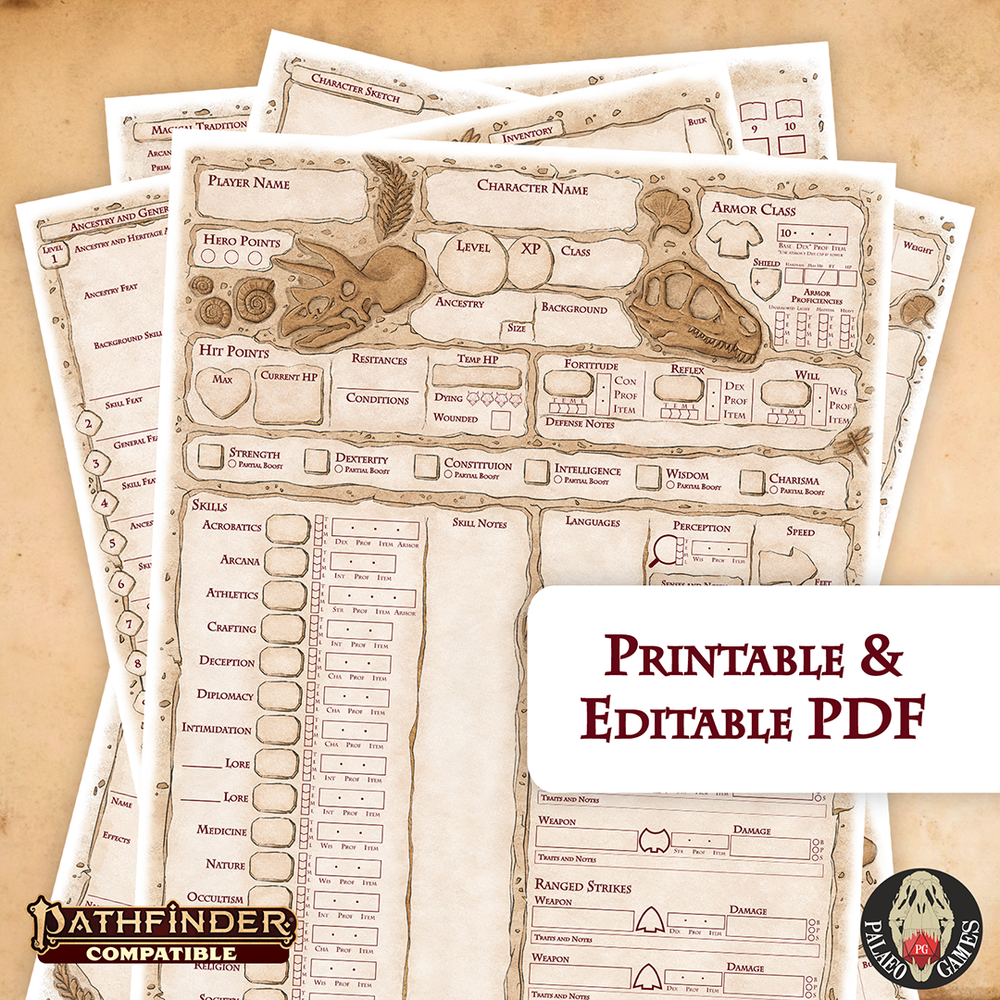Pathfinder Character Sheet (Fillable PDF) – PalaeoGames